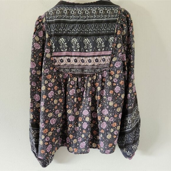LUCKY BRAND | Floral boho blouse gray sz XS - Picture 3 of 4